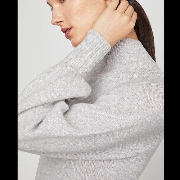 BCBGMAXAZRIA Long Sleeve Turtleneck Cropped Sweater In Light Dove Size L $178