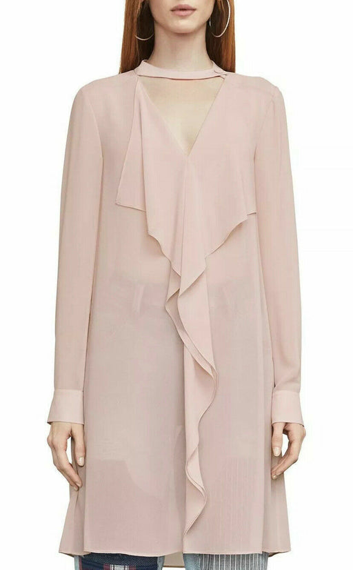 BCBGMAXAZRIA Shailene Ruffled Tunic Dress In Tea Rose Pink Size S $205