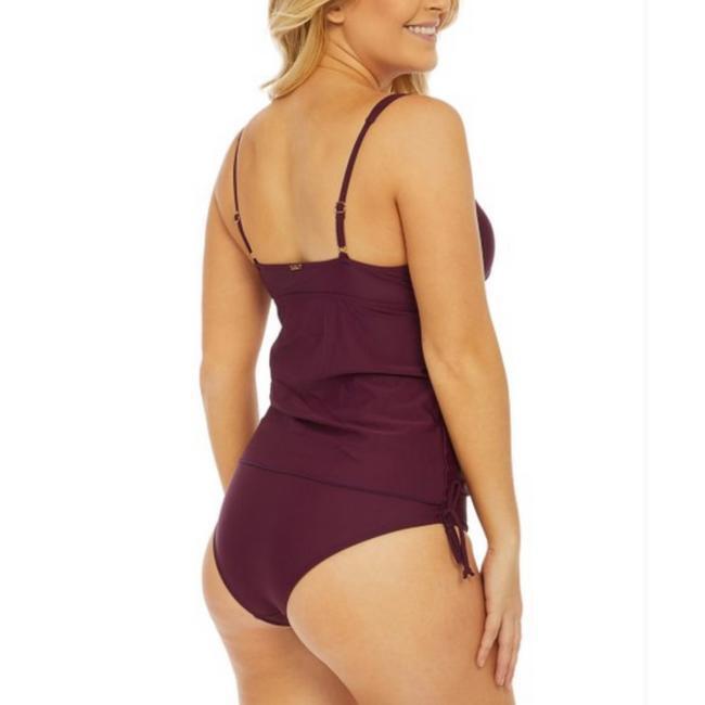 Nicole Miller Sleeveless Front Tie Swim Top Purple Plus Size 2X