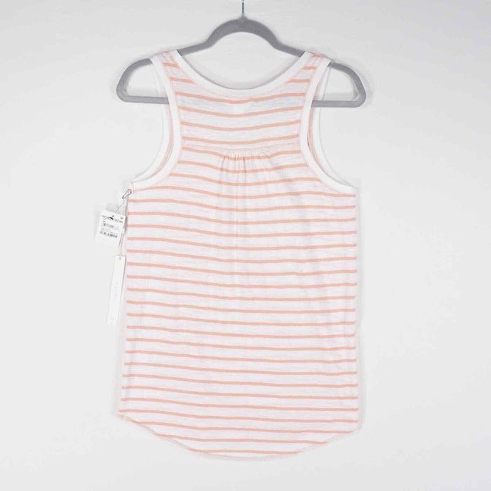 Caslon Josephine Stripe Tank Top Front Seam Women's Size S White Coral NWT