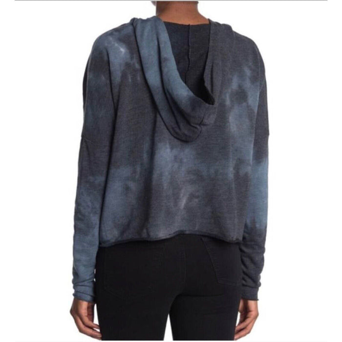 Abound Women's Hi-Low Lightweight Long Sleeve Hoodie in black grey tie dye M