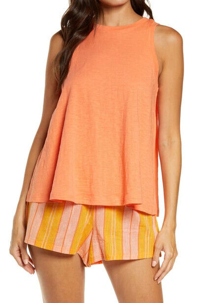 BP. Slub Jersey Sleeveless Tank In Coral Camelia Size XS