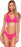 Becca Pucker Up Elliana Banded Over The Shoulder Halter Bikini Top Pink Size M