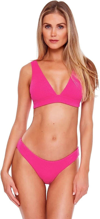 Becca Pucker Up Elliana Banded Over The Shoulder Halter Bikini Top Pink Size M
