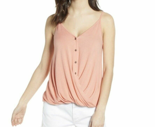 All In Favor Twist Button Tank Dusty Rose Size XL
