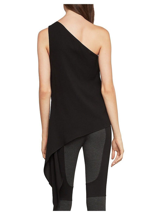 BCBGMAXAZRIA Cerise One Shoulder Asymmetrical Top In Black Size XXS $158