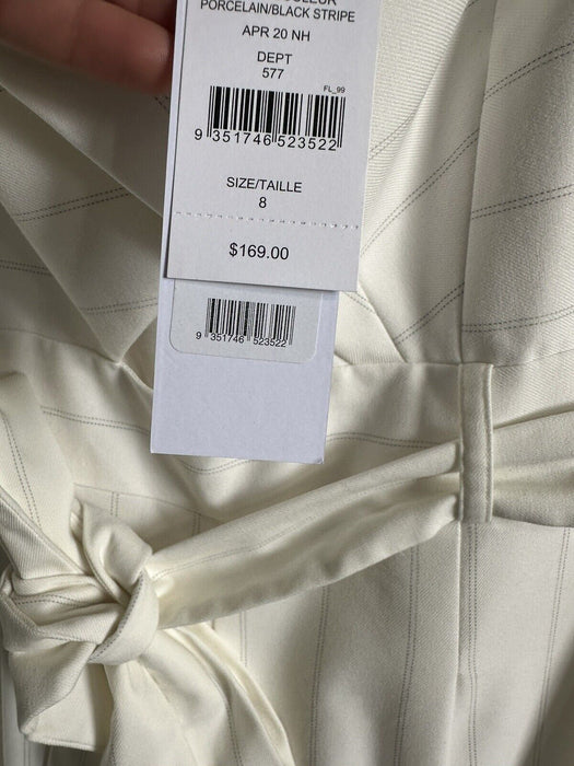 Ever New Striped Belted Jumpsuit size 8 in porcelain black $169