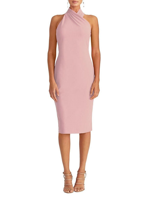 RACHEL ROY Assymetrical Halter Sheath Crepe Dress - MSRP $110 in pink