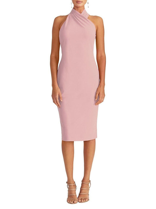 RACHEL ROY Assymetrical Halter Sheath Crepe Dress - MSRP $110 in pink