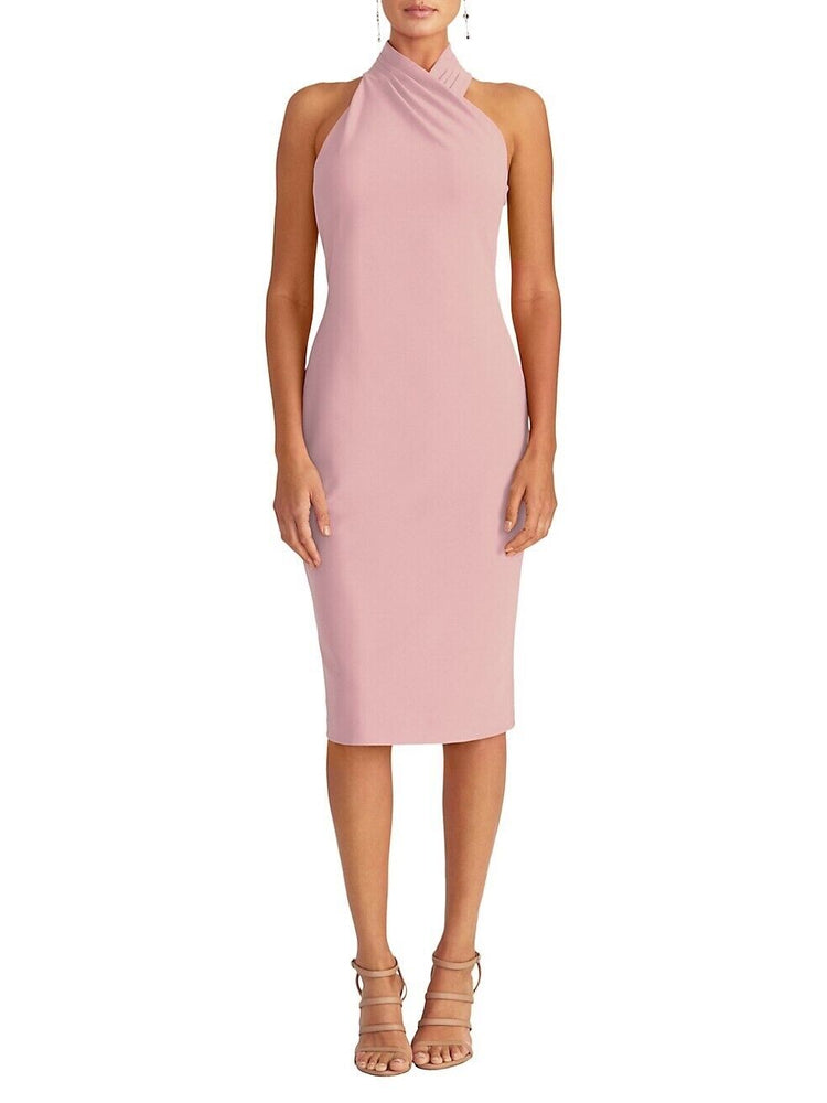 RACHEL ROY Assymetrical Halter Sheath Crepe Dress - MSRP $110 in pink