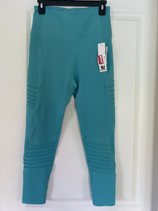 Nicole Miller Sport High Waisted 7/8 Activewear Moto Leggings-size L in teal