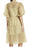 Topshop Robe midi portefeuille à manches bouffantes transparentes pour femmes Imprimé marguerite Jaune Taille 6 NWT