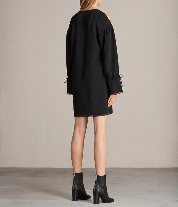 All Saints Aster Short Dress In New Black Size S