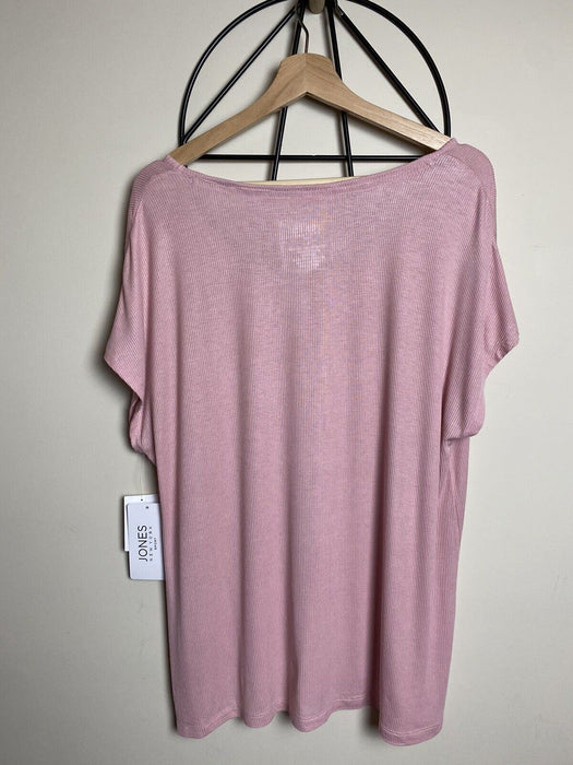 Jones New York Sport Rib T Shirt Short Sleeve Activewear Top Women’s in Rose S