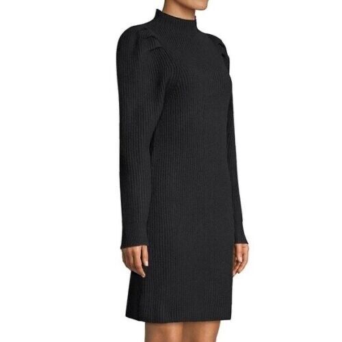 Sandro Women's Wool Long Puff Sleeve Sweater Dress In Black Size 40 (8 US) $400