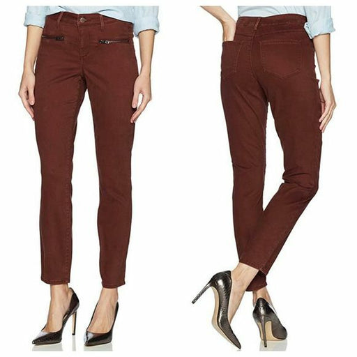NYDJ Zip Detail Skinny Chino Pants Size 0 Women's  Deep Currant Red $124