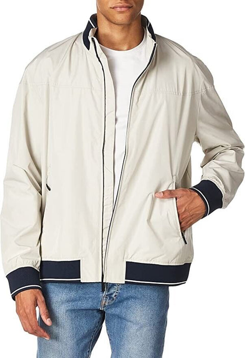 Perry Ellis Men's Lightweight Long Sleeve Harrington Jacket Stone Size XL $175