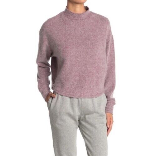 Socialite Brushed Mock Neck Pullover In Wine Size XL