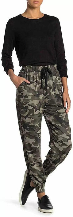 Know One Cares Women's Drawstring Waist Pant Joggers In Multicolor Camouflage XL