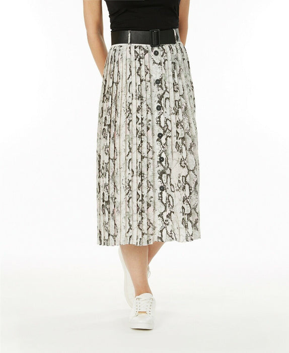 Laundry By Shelli Segal Snake Print Belted Midi Skirt Size XS
