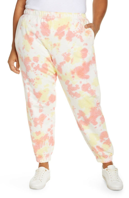 BP. Classic Joggers Relaxed Fit Sweatpants White Yellow Pink Tie Dye Size Large