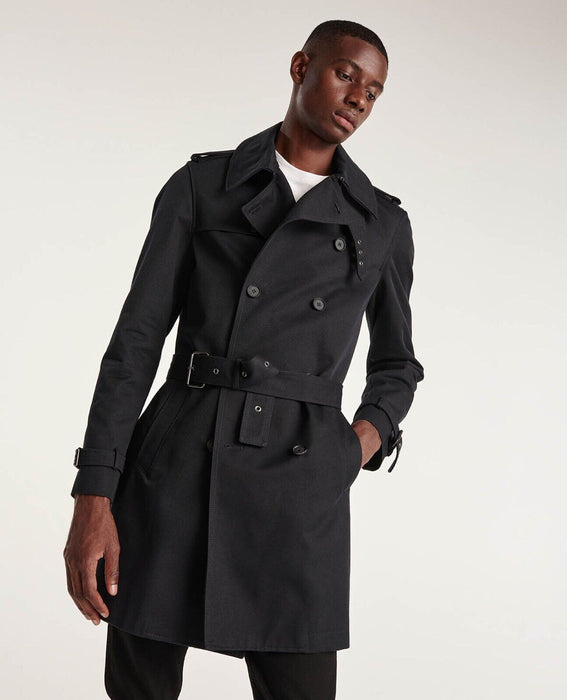 The Kooples Men's Jenna Trench Coat In Dark Navy Size 48
