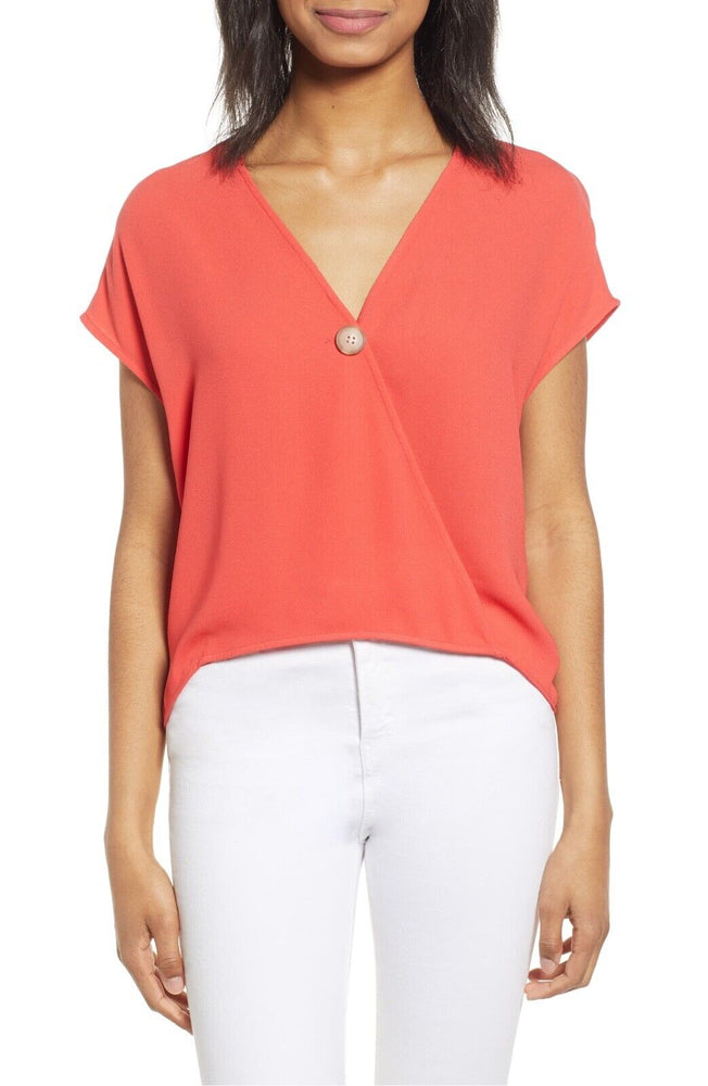 BP. Nordstrom  Button Surplice Top Red