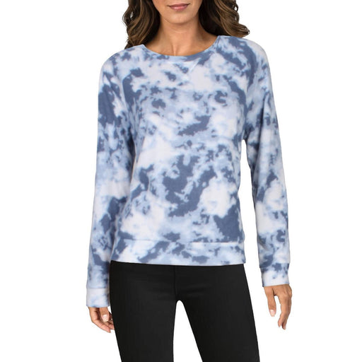 2LIV Women's Boatneck Pullover Sweater Shirt Navy Tie Dye Size L