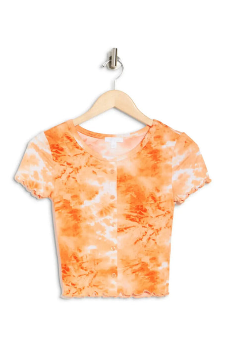 Abound Tie Dye Button Front Top In Rust Amber Orange Size M