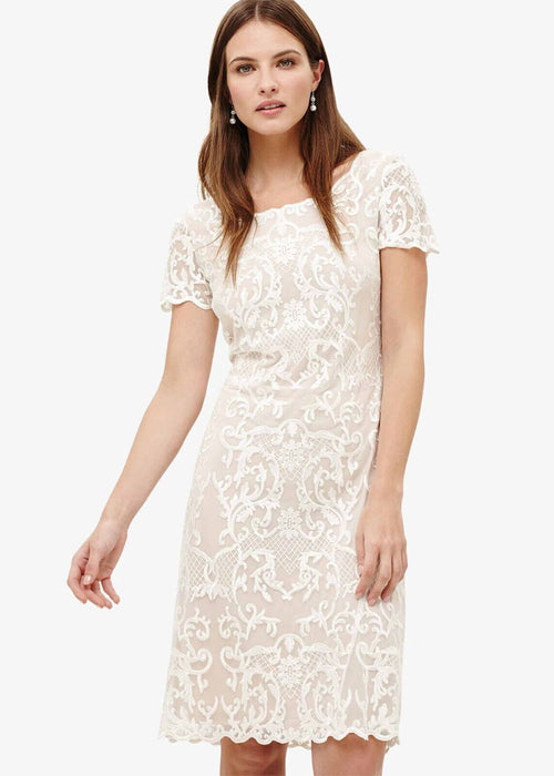 Phase Eight Tatiana Embroidered Dress Cameo Ivory Size 10US 6UK $250