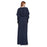 BCBGMAXAZRIA Koko Georgette Draped Sleeve Ruffle Lace Faux Wrap Gown Dark Navy 8