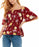 Derek Heart Peasant Top, Women's Size Small, Burgundy Floral Off Shoulder