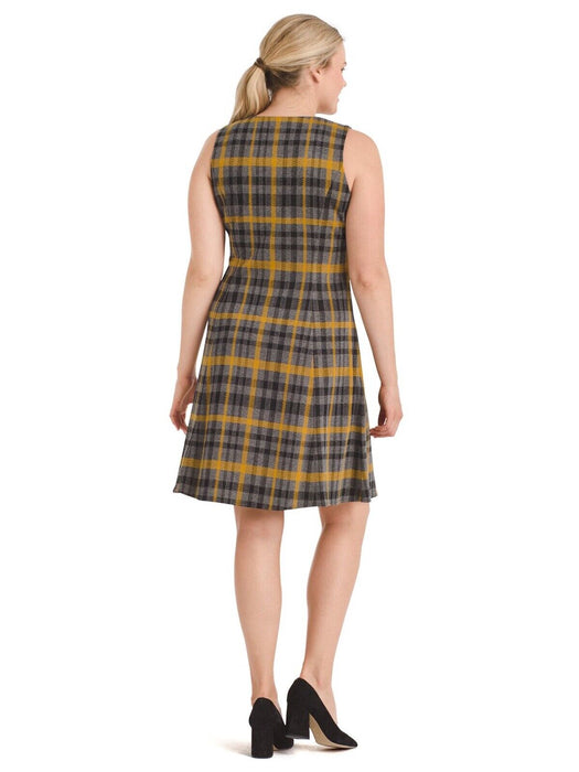 Maggy London Women's Zip Front Plaid Dress In Yellow/Grey/Black Size 8 $178