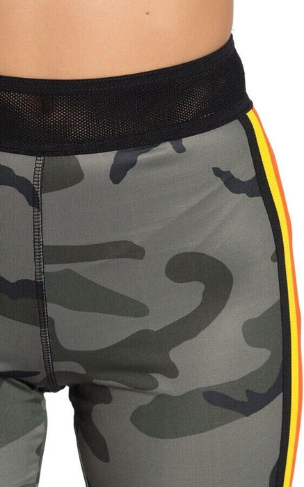Pam & Gela Excel Rainbow Biker Shorts In Clay Camo Size S