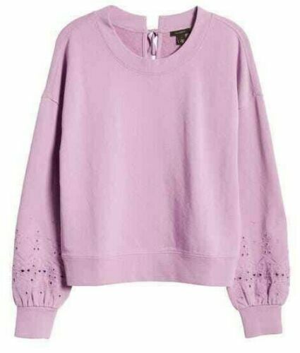 Halogen Purple Eyelet Sleeve Sweatshirt Size M