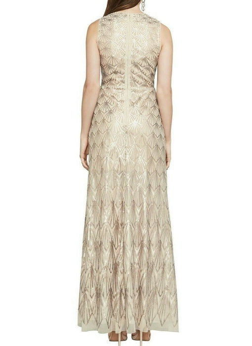 BCBGMAXAZRIA Patti Sleeveless Embroidered Deco Sequin Gown Dress Size 4 $517