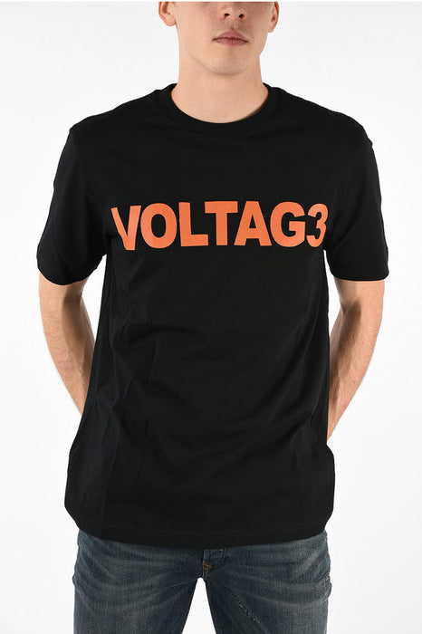 Diesel Men's T-Just-X1 Short Sleeve T-Shirt VOLTAG3 In Black Size L