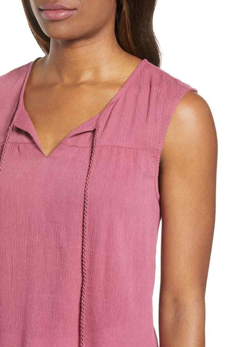 Caslon Sleeveless Tassel Tie Tank Top In Burgundy Size S $69