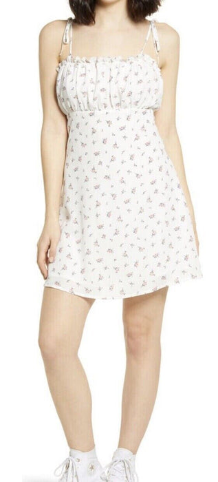 Lulus Be A Wildflower White Floral Print Tie Strap Mini Dress White Size XL