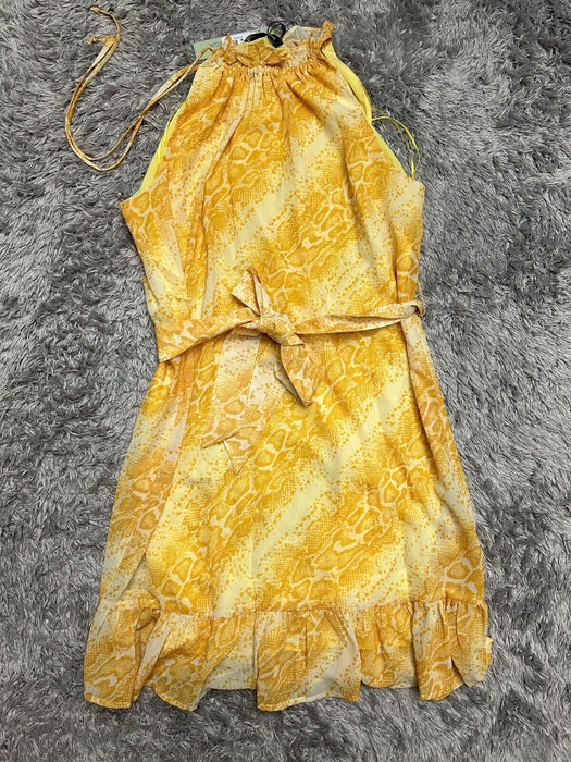 Sam Edelman yellow gold ivory snake print halter mini dress Size 6
