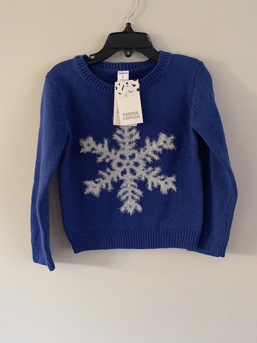 Harper Canyon Blue Surf Twinkle Snowflake Sweater Blue Size 2
