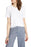 Halogen Women's Tie Back Knit Short Sleeve Top In White Size XS