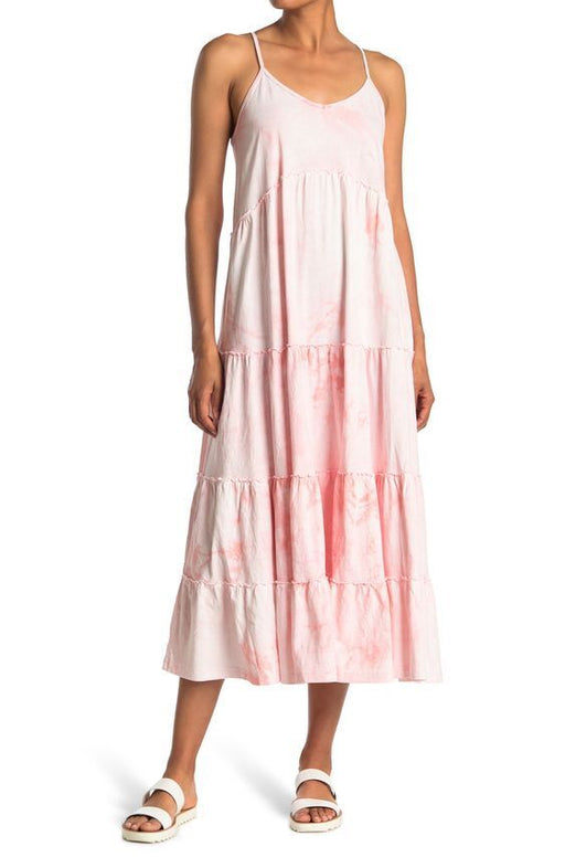 STITCHDROP Tie Dye Tiered Maxi Dress Apricot Size M $92