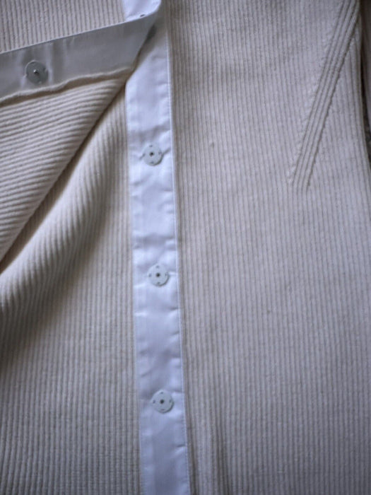 GANNI $445 Knit button Shirt Crystal embellished in Vanilla Ice size L