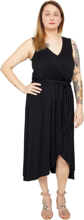 BOBEAU Tie Front sleeveless faux wrap Dress In Black size S