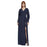 BCBGMAXAZRIA Koko Georgette Draped Sleeve Ruffle Lace Faux Wrap Gown Dark Navy 8