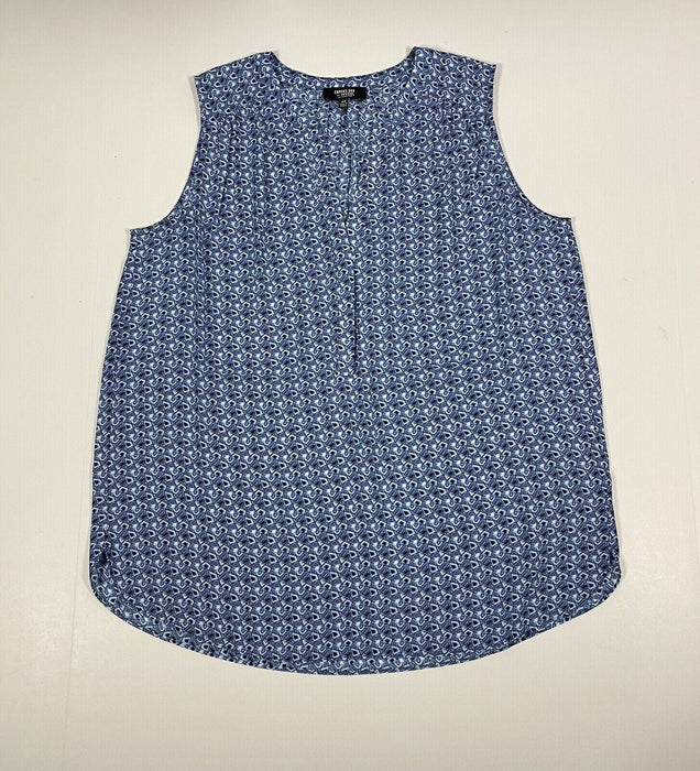 Curves 360 By NYDJ Perfect Sleeveless Blouse In Captiva Geo Blue Size L