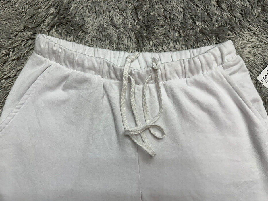 New Treasure & Bond Women S White Fleece Lined Lightweight Raw-Hem Sweat Shorts