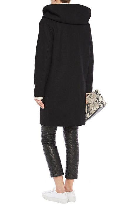 DKNY Women's Brushed Wool Blend Shawl Collar Coat In Black Size XS $395