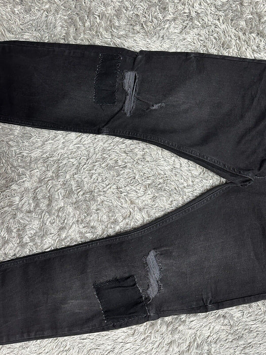 Topman rip 'n repair stretch skinny jeans in washed black size 30/30 $85